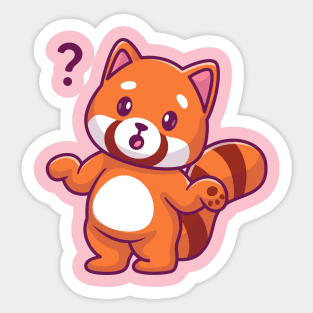 Cute Red Panda Confuse Cartoon Sticker